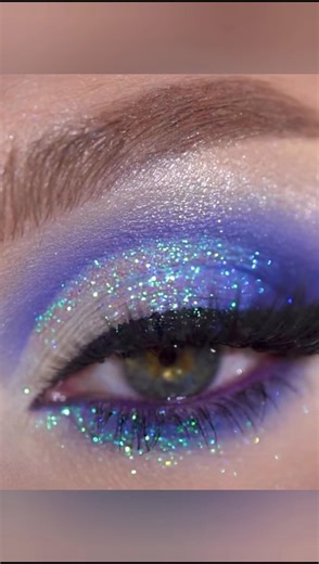 Blue Purple Glitter Smokey Eye ✨ | Bold Glam Look#shorts