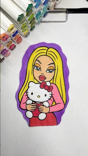 Coloring Bratz x Hello Kitty 💕 #bratz #coloring #coloringtime #markers #kidsart
