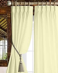Pinch Pleated Curtains Blackout Thermal Insulated Room Darkening Window Treatments for Patio Door Home/Office Drapes Along with Tiebacks,Hooks & 2 Panels W(26"+26") L84 (Cream,52"x84")