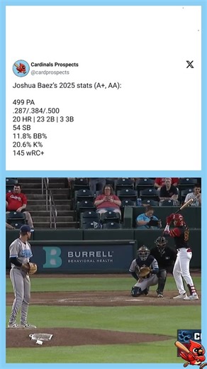 Cardinals Prospects | Joshua Baez exploded in 2025, blasting 20 home runs and swiping 54 bases in a true breakout campaign. His stellar performance earned him a... | Instagram