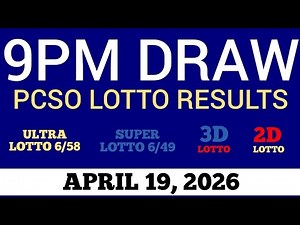 Lotto Result Today 9pm Draw April 19, 2026 Swertres Ez2 PCSO Live Result