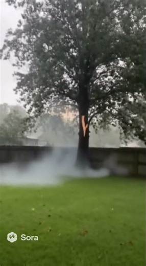 Lightning Strikes Backyard Tree | Shocking Moment Caught on Camera (Woman Screams)