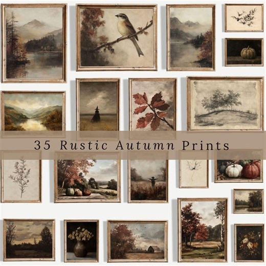 35 Rustic Farmhouse Fall Gallery Wall Prints - Neutral Countryside Autumn Wall Art Bundle - Etsy
