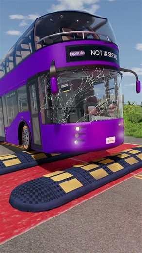 Flatbed Truck and Buses vs Double Speed Bumps | BeamNG.drive