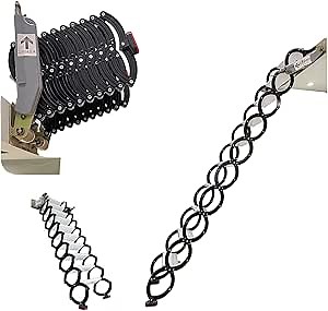 INTSUPERMAI Attic Loft Ladder Stairs Loft Wall Folding Ladder with Aluminum Alloy Structure Wall Mounted Type for Home Refit 9.8 ft Height Black No Handrail