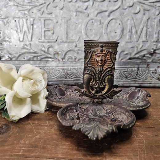 Antique Victorian Art Deco Egyptian Revival Ashtray With Matchbox Holder - Etsy