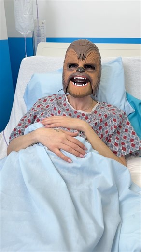 She lost a bet and had to give birth as Chewbacca. 🤣 #starwars #chewbacca #birth #motherhood #mommy | Angel & Tony