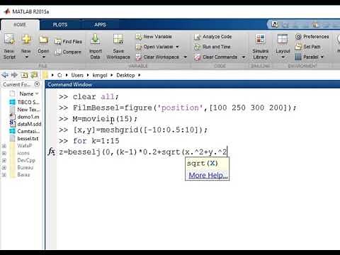 MATLAB/ Fonction de Bessel animée