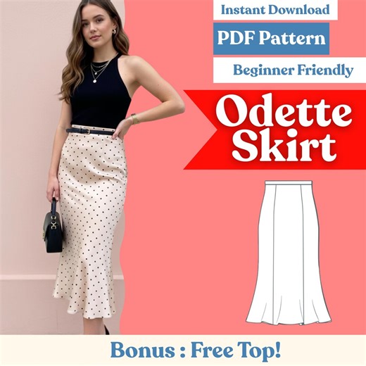 Midi Trumpet Skirt Sewing Pattern (PDF) | High-waisted Flared Hem Skirt | Women’s Woven Skirt Pattern - Etsy