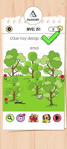 Brain Test All Star AS Nivel 251 - Que hay debajo del arbol?