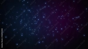 Dark tech dynamic cool background. Seamless looping wallpaper of rising lines and particles against blue and purple light.