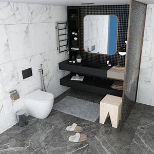 [Hot Item] Custom Cheap Black Bathroom Shaker Vanity Sets Cabinet with Mirror Cabinet