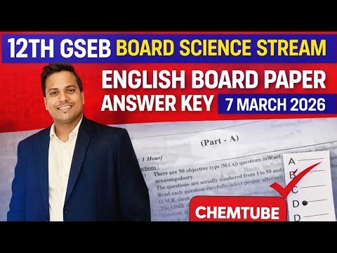 12th Gseb Board Science Stream English board Answer key 2026/12th Science Stream English paper 2026