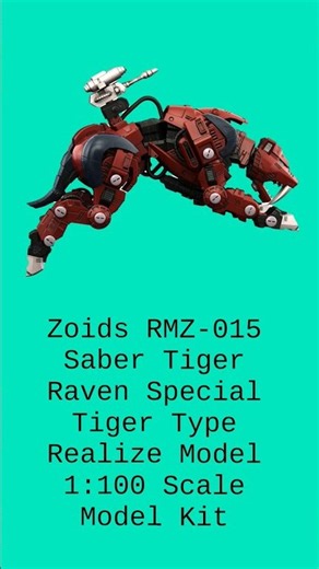Zoids RMZ-015 Saber Tiger Raven Special Tiger Type Realize Model 1:100 Scale Model Kit