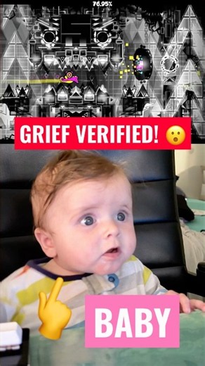 My Baby BEATS The HARDEST Geometry Dash Level (GRIEF) 👹