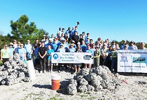 82 Volunteers with the Sarasota Bay Estuary Program (SBEP) Fill 800 Bags of Fossilized Oyster Shells at Robinson Preserve