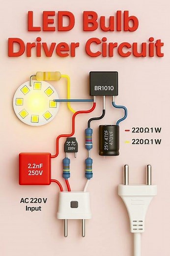 DIY LED Bulb Driver Circuit 🔌 | 220V AC to DC | Easy Electronics Project #shorts