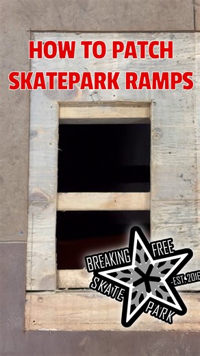 Another day, another patch! Skatepark ramp repairs. #construction #indoorskatepark #asmr | Breaking Free Skatepark