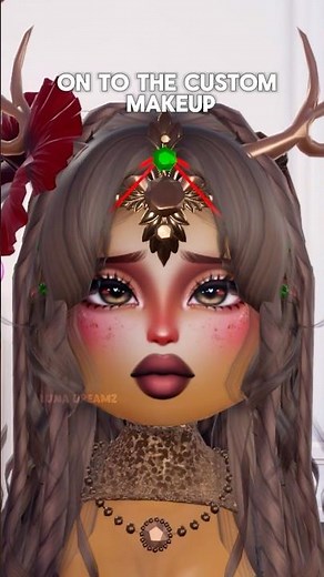 DTI REINDEER 🦌 Non VIP outfit with VIP Antlers and Custom Makeup Tutorial #dresstoimpress #dti