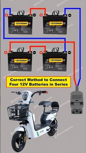 Correct Method to Connect Four 12V Batteries in Series #shorts