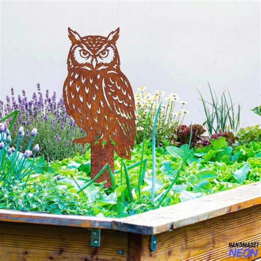 Rusty Metal Owl Garden Stake, Owl Lover Gift, Owl Yard Art, Rustic Bird Sign, Outdoor Garden Decor - Etsy