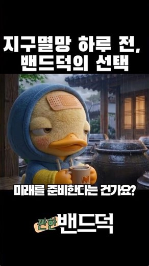 [밴드덕]🩹 "내일 지구가 멸망한다면? #귀여운캐릭터 #공감글귀 #위로 #healing #애니 #식은커피 #캐릭터쇼츠 #공감쇼츠