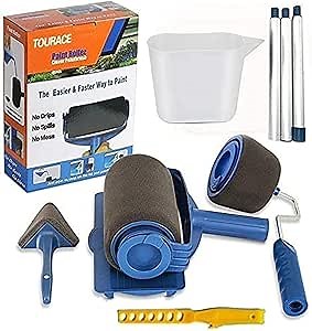 TOURACE® 9Pcs/Set Paint Roller Kit with Sticks Paint Roller Pro Transform Your Room in Just Minutes Quickly Decorate Runner Tool Painting Brush Set