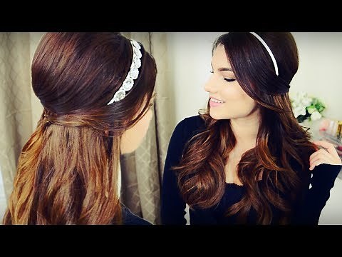 DIY Holiday Headband + Voluminous Curls with Bouffant Half Up Hairstyle