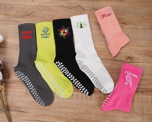 Custom Pilates Socks With Text,logo,custom Embroidered Yoga Pilates Socks,grip Yoga Socks Gift for Yoga Lover Teacher Instructor. - Etsy