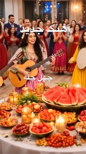 ‎اشعار احمدی‎ on Instagram‎: "شبِ چهل چِلّه و خوشی‌ همه گِرد کُرسی نشسته انار و هندوانه، رقص و شادی‌ برقص و بچرخ، دم‌به‌دم گل بپاشم به رهِ عشقم دف بزن، طبل بزن، دمادم با شور و مستی، همه عالم. #شب_چله #یلدا #YaldaNightFolkVibes."‎