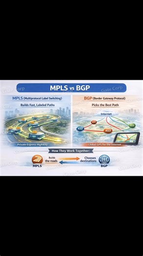 MPLS (Multiprotocol Label Switching) vs BGP (Border Gateway Protocol). Check the comments for more details👇👇👇 | Gate Corp.