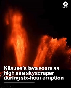 Fountains of lava from Hawaii's Kilauea volcano soared 1,300 feet into the air on Wednesday, the U.S. Geological Survey said. That is taller than New York's Empire State Building which is more than 100 stories. Read more: https://abcnews.visitlink.me/pGBynf | ABC News