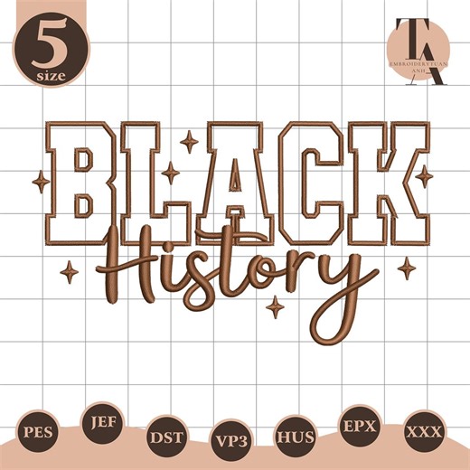 Black History Embroidery File, Varsity Sport Lettering Pattern, Black History Month Typography Design, Machine Embroidery Design - Etsy