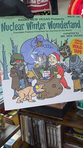 Mr. New Vegas finally came through with Nuclear Winter Wonderland!!! This isn't an official release, like some vinyl records I've shown before. This one is more of a "secret" release. HOWEVER, I can say, you can join Fallout Collectors Vault on Facebook for some periodic inside knowledge on these Fallout vinyl drops. That's where I heard about it. I don't have permission to share the releases, and typically the links are only available for an hour or so before being pulled back down. This is one