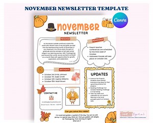 November Newsletter Canva Template: Fall Theme, School & PTO (digital Download) - Etsy