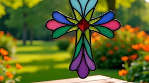 Stained Glass Cross Pattern: Rainbow Suncatcher, Beginner DIY (digital Download Pdf, Svg, Png) - Etsy