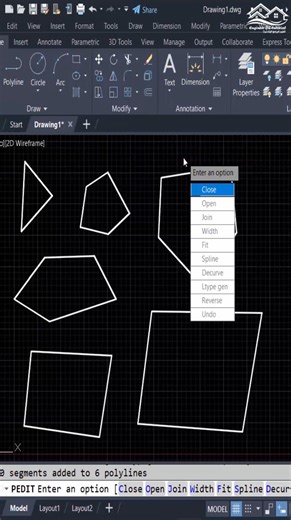 طريقة غلق جميع الأشكال المفتوحة دفعة واحدة دون ليسبات على برنامج AutoCAD دفعة واحدة Stop Manually Closing Shapes! AutoCAD Has a Faster Way (No LISP) #civilengineer #architecture #AutoCAD | Engineer DZ-tutorial