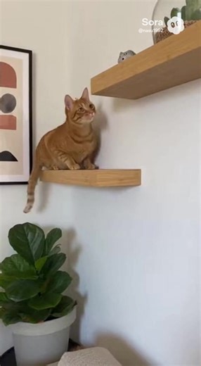cat miscalculating a jump and falling down#cat #flop #fail #animals Note: This video is entirely generated by AI (Sora). The locations and people are fictional.