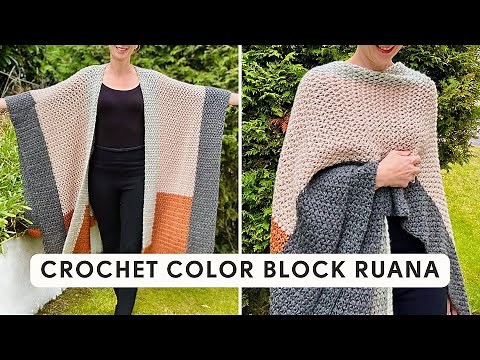 Crochet Color Block Ruana Poncho / Crochet Poncho Tutorial