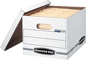 Bankers Box 4-Pack Basic Duty File Storage Boxes with Lids, Letter/Legal, STOR/FILE, (0070308)