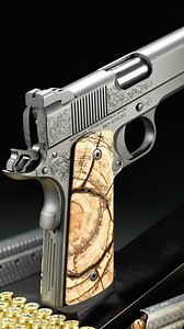 The Nighthawk Custom VIP Black. Hand engraved, polished flats, Black DLC, Custom Walnut display case, topped with mammoth ivory (tusk) grips! | NIGHTHAWK CUSTOM FIREARMS