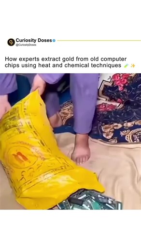 Curiosity Doses on Instagram: "Precious metal recovery from discarded electronics has become one of the most critical fields in modern recycling. Computer chips manufactured between the 1970s and 1990s—especially those found in mainframes, motherboards, and industrial equipment—contain noticeable amounts of gold. This metal was used for its superior conductivity and resistance to oxidation, both of which are essential for ensuring reliable electrical connections. While each individual component 