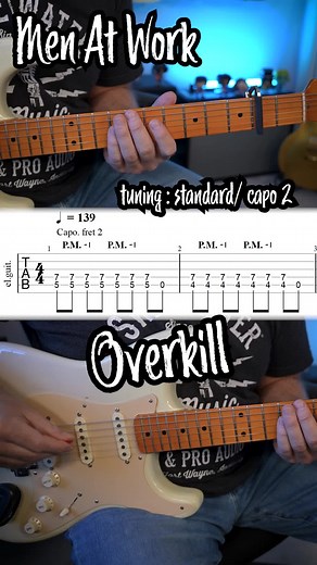 Overkill guitar riff — Men At Work tabs and lesson