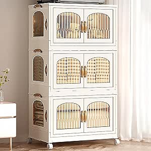 Storage Bins with Lids-8.5 Gal Collapsible Storage Bins, Large Storage Containers, Closet Organizers and Storage with 2 Front Doors, lastic Bathroom Organizer Countertop 31.88*16.92*10.82 in (3 PCS)