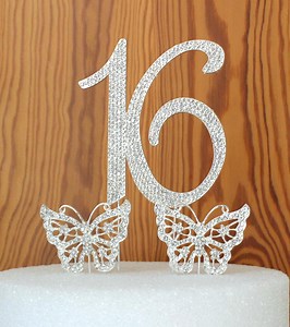 Rhinestone Sweet 16 Cake Topper Set: Butterfly Party Centerpiece - Etsy