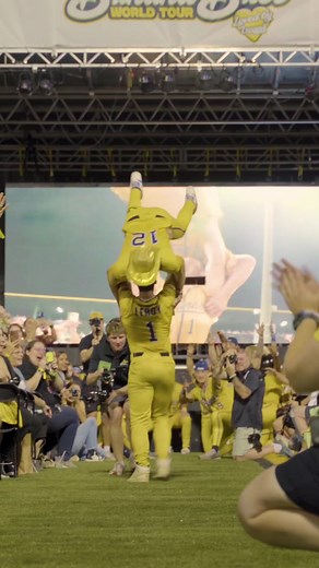 That was the summer of 2023—when everybody called us the Bananas, and it didn't occur to me to mind. 🕺🍉 #savannahbananas #bananaball #savbananas #dirtydancing #parody #patrickswayze #70sbaby #80skid