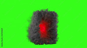 Red 3d animation cloud gate appearing and on green screen. Thanos portal.