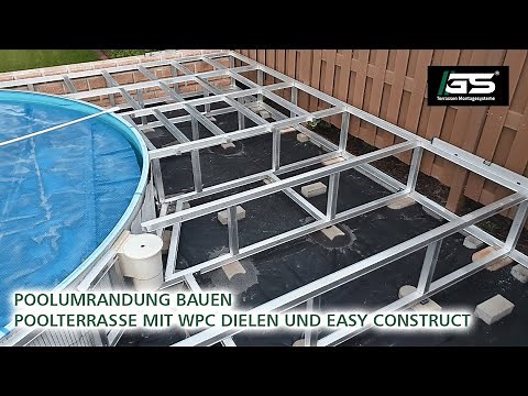 Poolumrandung für Rundpool, rundes Terrassen Podest selber bauen mit Easy Construct und WPC Dielen