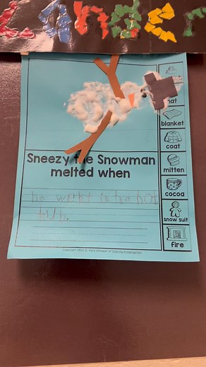 Sneezy the Snowman writing. I just LOVE kindergarten writing. How about you? Check out these sneezy writing prompts from my class this year. And if you want to check out this entire Sneezy the Snowman Activities and Printables, type in Sneezy for the link. Hashtag | Sharing Kindergarten