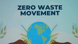 Zero Waste Movement inscription with waves effect on blue background. Graphic presentation of a healthy Planet Earth. Environment concept